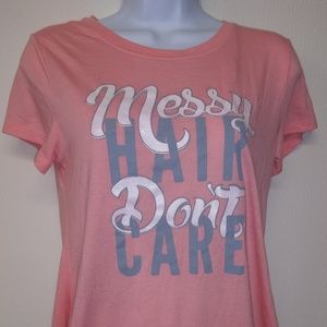 Pink SS Top Shirt Novelty Girl Top Sz Lg